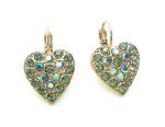 Mariana Earrings Heart Shape Beaded Black Diamond & Aquamarine Crystal Swarovski My Treasures Coll. - Image 3