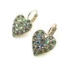 Mariana Earrings Heart Shape Beaded Black Diamond & Aquamarine Crystal Swarovski My Treasures Coll.