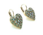 Mariana Earrings Heart Shape Beaded Black Diamond & Aquamarine Crystal Swarovski My Treasures Coll. - Image 2