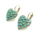 Mariana Earrings Beautiful Heart Shape Beaded Turquoise Austrian Crystals My Treasures Coll.