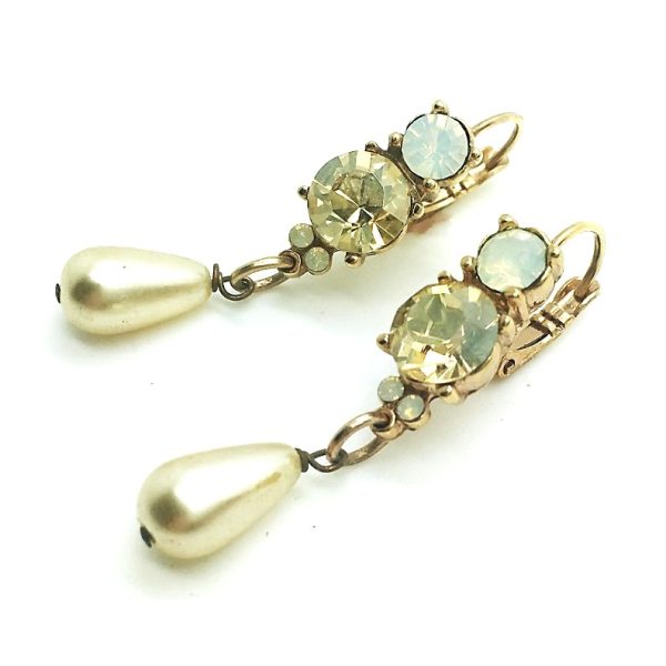Mariana Earrings Alluring Pearl & Golden Shadow Austrian Crystals My Treasures Coll.