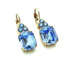 Earrings By Mariana My Treasures Coll. Rectangular Aquamarine and Blue Opal Swarovski Crystals - Image 3