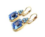 Earrings By Mariana My Treasures Coll. Rectangular Aquamarine and Blue Opal Swarovski Crystals - Image 2