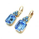 Earrings By Mariana My Treasures Coll. Rectangular Aquamarine and Blue Opal Swarovski Crystals