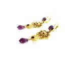 Earrings By Mariana Woman Yellow Earthy and Purple Swarovski Crystals - Image 2