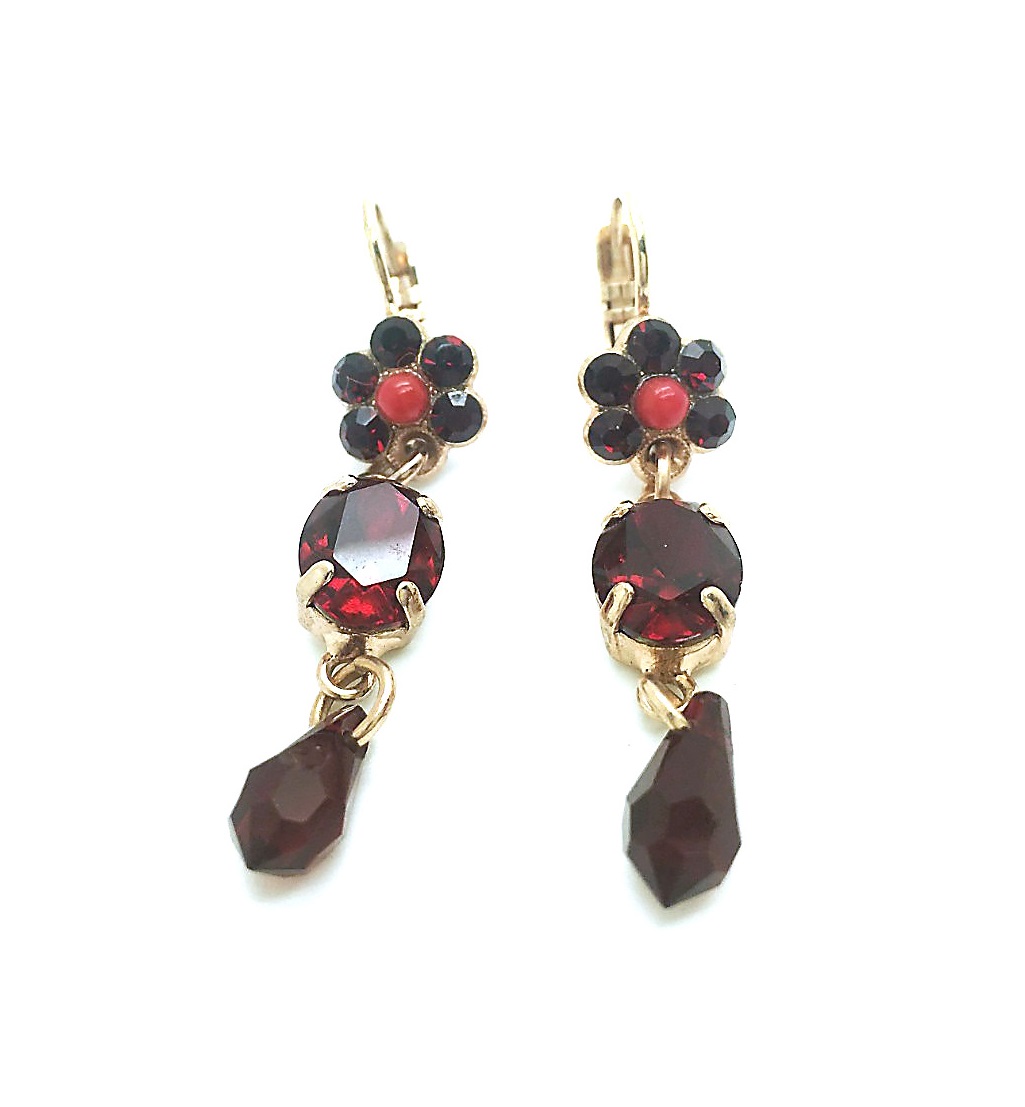 E-1019-1-208-RG6 (3) Mariana Earrings Fashionable Dangling Siam Austrian Crystals My Treasures Coll. - Image 1