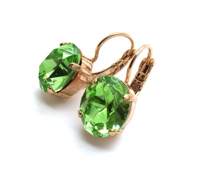 E-1023-1-214-RG6 (3) Mariana Earrings Timeless Round Peridot Austrian Crystal My Treasures Coll. - Image 1