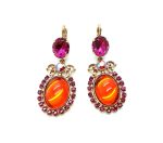 Earrings By Mariana Woman Gorgeous Orange Hyacinth and Fuchsia Swarovski Crystals