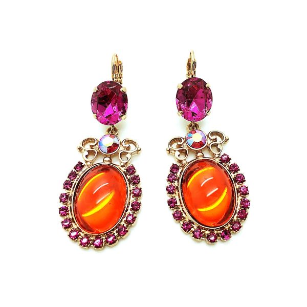Earrings By Mariana Woman Gorgeous Orange Hyacinth and Fuchsia Swarovski Crystals