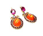 Earrings By Mariana Woman Gorgeous Orange Hyacinth and Fuchsia Swarovski Crystals - Image 3