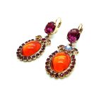Earrings By Mariana Woman Gorgeous Orange Hyacinth and Fuchsia Swarovski Crystals - Image 2