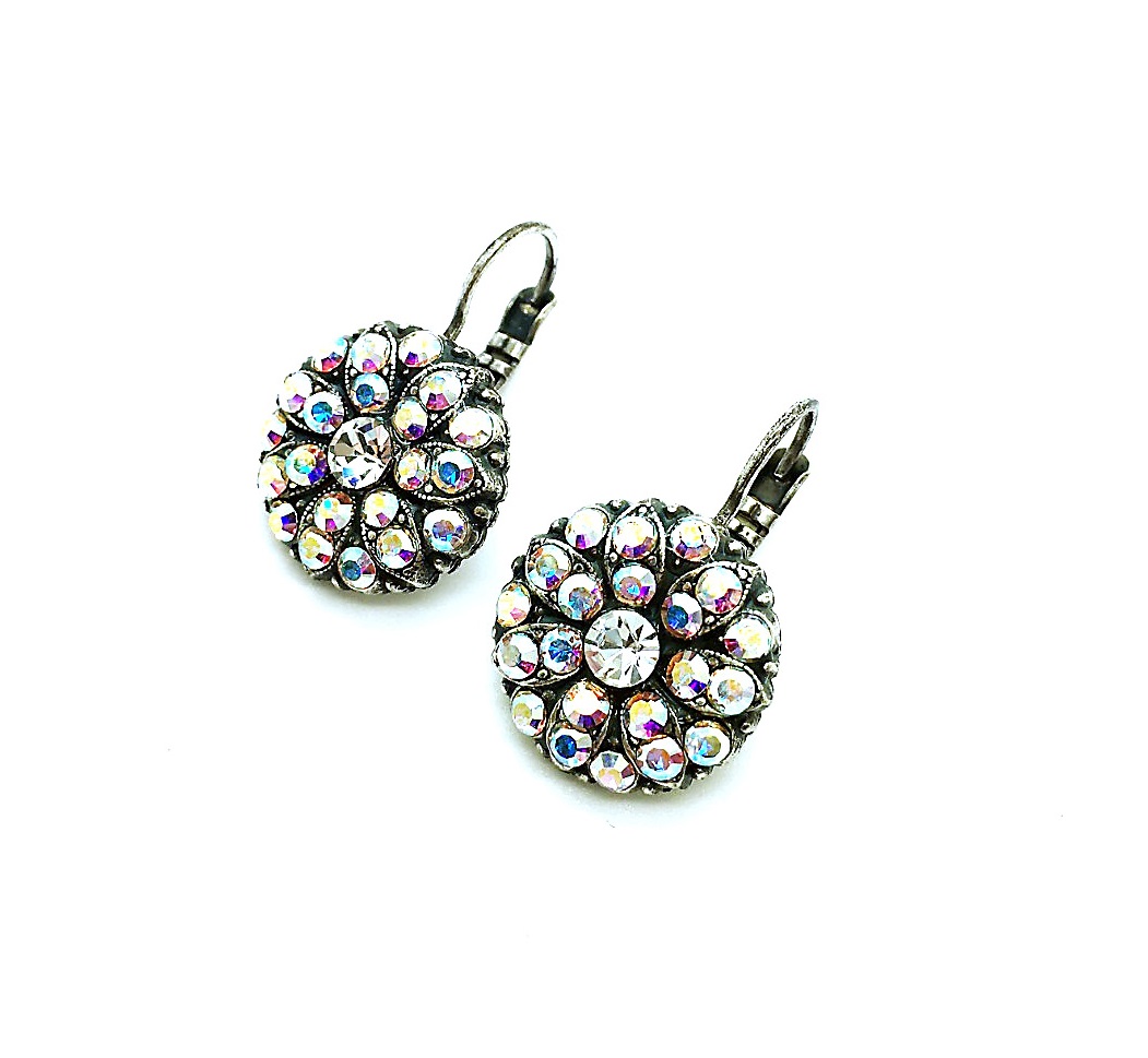 E-1029-001AB-SP (5) Mariana Earrings My Treasures Coll. Beautiful Flower Shape Crystal AB Austrian Crystals - Image 1