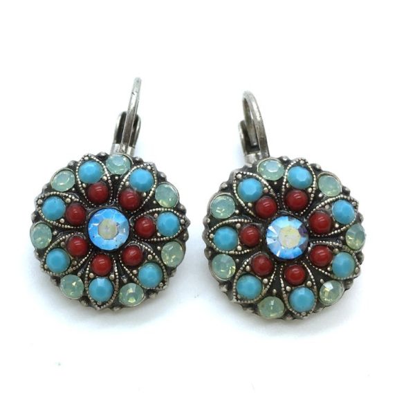 Mariana Earrings Lovely Floral Crystal Swarovski Blue Lagoon Ambrosia Coll.