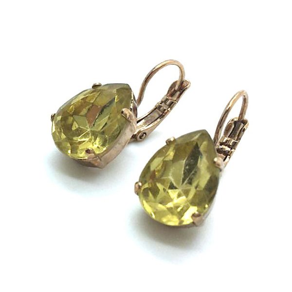 Mariana Earrings Timeless Pear Shape Jonquil Crystal Austrian My Treasures Coll.