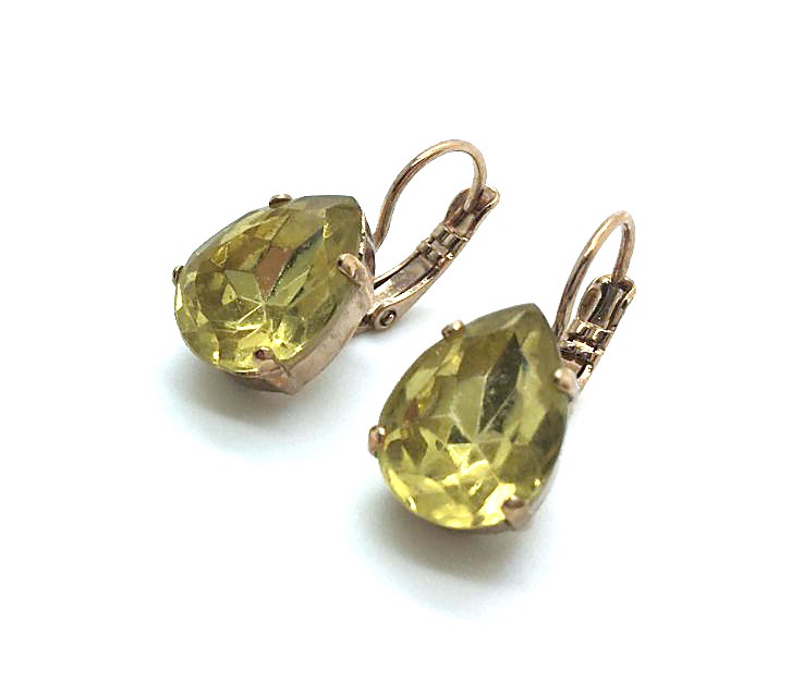 E-1032-1-213-RG6 (3) Mariana Earrings Timeless Pear Shape Jonquil Crystal Austrian My Treasures Coll. - Image 1