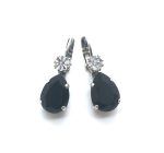 Mariana Earrings Elegant Clear & Black Austrian Crystals Checkmate Cocktail Hour Coll.