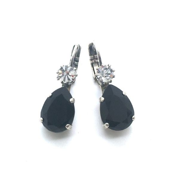 Mariana Earrings Elegant Clear & Black Austrian Crystals Checkmate Cocktail Hour Coll.