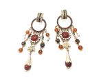 Earrings By Mariana Odyssey Coll. Ruby Mineral & Amber, Brown, Gold & Green Exotic Amber