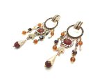 Earrings By Mariana Odyssey Coll. Ruby Mineral & Amber, Brown, Gold & Green Exotic Amber - Image 3