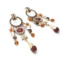 Earrings By Mariana Odyssey Coll. Ruby Mineral & Amber, Brown, Gold & Green Exotic Amber - Image 2