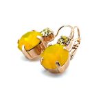 Earrings By Mariana My Treasures Coll. Round Shape Yellow Opal & Light Yellow Swarovski Crystals - Image 2