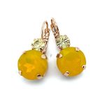 Earrings By Mariana My Treasures Coll. Round Shape Yellow Opal & Light Yellow Swarovski Crystals