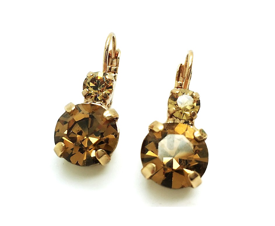 E-1037-216-RG (2) Earrings By Mariana Woman Gorgeous Light Colorado Topaz and Golden Swarovski Crystals - Image 1