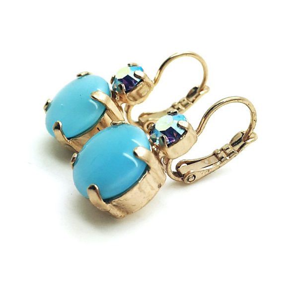 Mariana Earrings Round Drop Metalic Blue & Turquoise Crystal Swarovski My Treasures Coll.