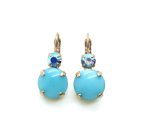 Mariana Earrings Round Drop Metalic Blue & Turquoise Crystal Swarovski My Treasures Coll. - Image 3