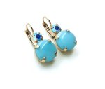 Mariana Earrings Round Drop Metalic Blue & Turquoise Crystal Swarovski My Treasures Coll. - Image 2