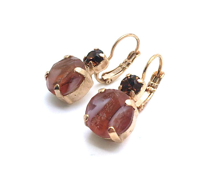 E-1037-3501-RG6 (3) Earrings By Mariana Woman Precious Quartz and Topaz Swarovski Crystals - Image 1