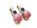 Mariana Earrings Cute Round Marrakech Mineral & Sapphire Crystal Swarovski My Treasures Coll. - Image 3