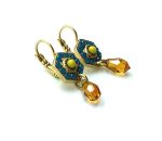 Earrings By Mariana Woman Lovely Hexagon Shape Ocean Blue Swarovski Crystals - Image 3
