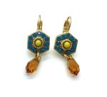 Earrings By Mariana Woman Lovely Hexagon Shape Ocean Blue Swarovski Crystals