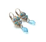 Mariana Earrings Beautiful Flower Shape AB & Aquamarine Austrian Crystals  Bliss Nirvana Coll. - Image 3