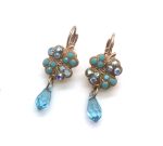 Mariana Earrings Beautiful Flower Shape AB & Aquamarine Austrian Crystals  Bliss Nirvana Coll. - Image 2