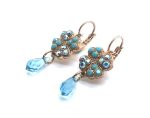 Mariana Earrings Beautiful Flower Shape AB & Aquamarine Austrian Crystals  Bliss Nirvana Coll.