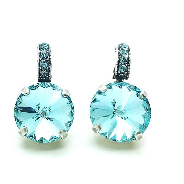 Mariana Earrings Alluring Round Aquamarine Rhinestone Crystal Swarovski My Treasures Coll.