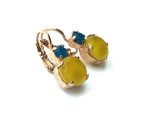 Mariana Earrings Lovely Yellow Jasper Mineral & Turquoise Swarovski Crystal Kokomo Songbook Coll. - Image 3