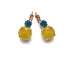 Mariana Earrings Lovely Yellow Jasper Mineral & Turquoise Swarovski Crystal Kokomo Songbook Coll.