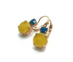 Mariana Earrings Lovely Yellow Jasper Mineral & Turquoise Swarovski Crystal Kokomo Songbook Coll. - Image 2