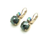 Mariana Earrings Faceted Hematite Topaz Mineral & Swarovski Crystal AB My Treasures Coll.