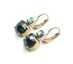 Mariana Earrings Faceted Hematite Topaz Mineral & Swarovski Crystal AB My Treasures Coll. - Image 2