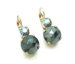 Mariana Earrings Faceted Hematite Topaz Mineral & Swarovski Crystal AB My Treasures Coll. - Image 3