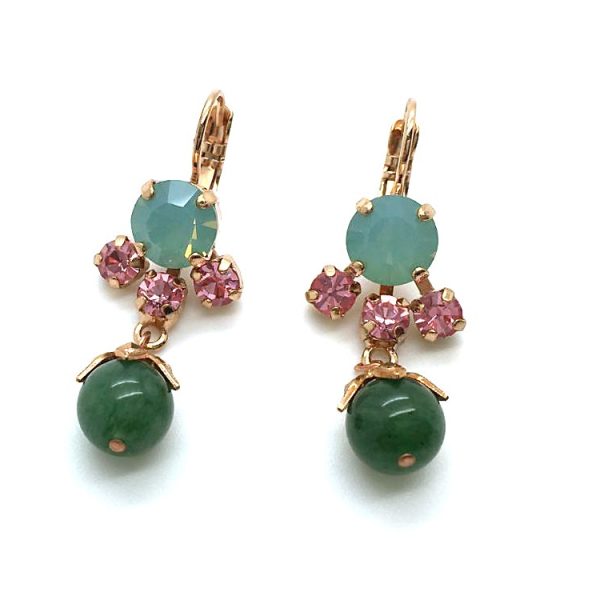Mariana Earrings Charming Chandelier Chrysolite Opal, Lt Rose & Jade Austrian Crystals Eternity Nirvana Coll.