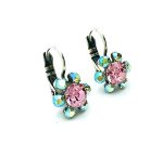 Mariana Earrings Flower Shape Sky Blue & Fuchsia Pink Swarovski Crystals Summer Fun East Meets West Coll. - Image 3