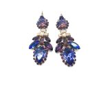 Mariana Earrings Flower Shape Purple, Blue & Velvet Swarovski Crystals Desire Nirvana Coll.