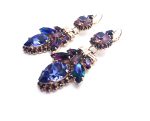 Mariana Earrings Flower Shape Purple, Blue & Velvet Swarovski Crystals Desire Nirvana Coll. - Image 3