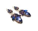 Mariana Earrings Flower Shape Purple, Blue & Velvet Swarovski Crystals Desire Nirvana Coll. - Image 2