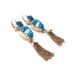 Mariana Earrings Drop Aqua Pear Shape & Caribbean Blue Opal Swarovski Crystals  Zambezi Africa Coll. - Image 3